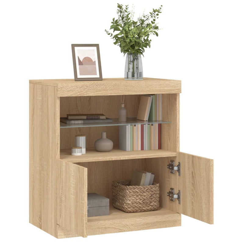 Servantă cu lumini LED, stejar sonoma, 60x37x67 cm