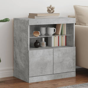 Servantă cu lumini LED, gri beton, 60x37x67 cm