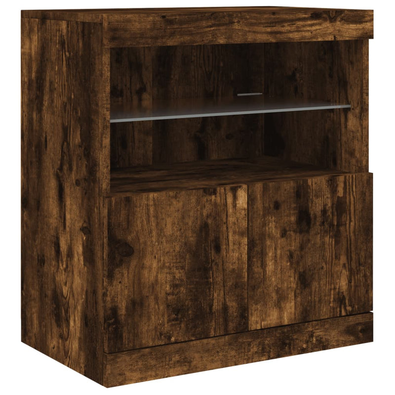 Servantă cu lumini LED, stejar fumuriu, 60x37x67 cm