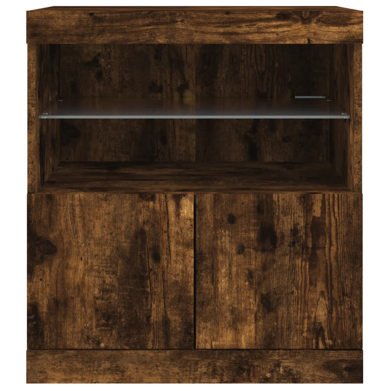 Servantă cu lumini LED, stejar fumuriu, 60x37x67 cm