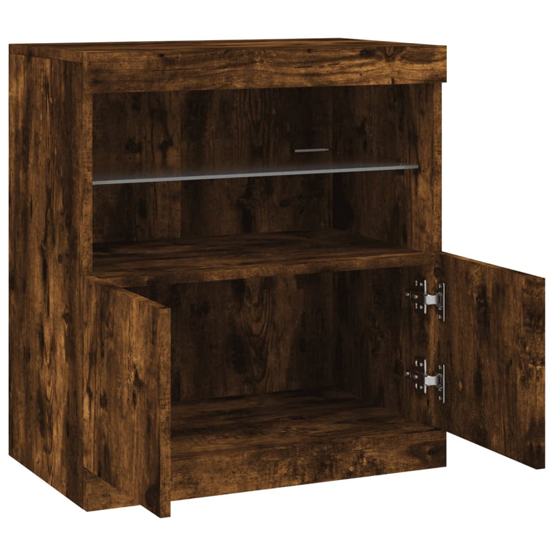 Servantă cu lumini LED, stejar fumuriu, 60x37x67 cm