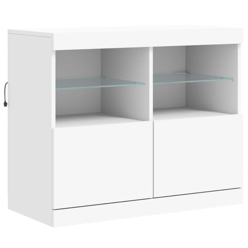 Servantă cu lumini LED, alb, 81x37x67 cm