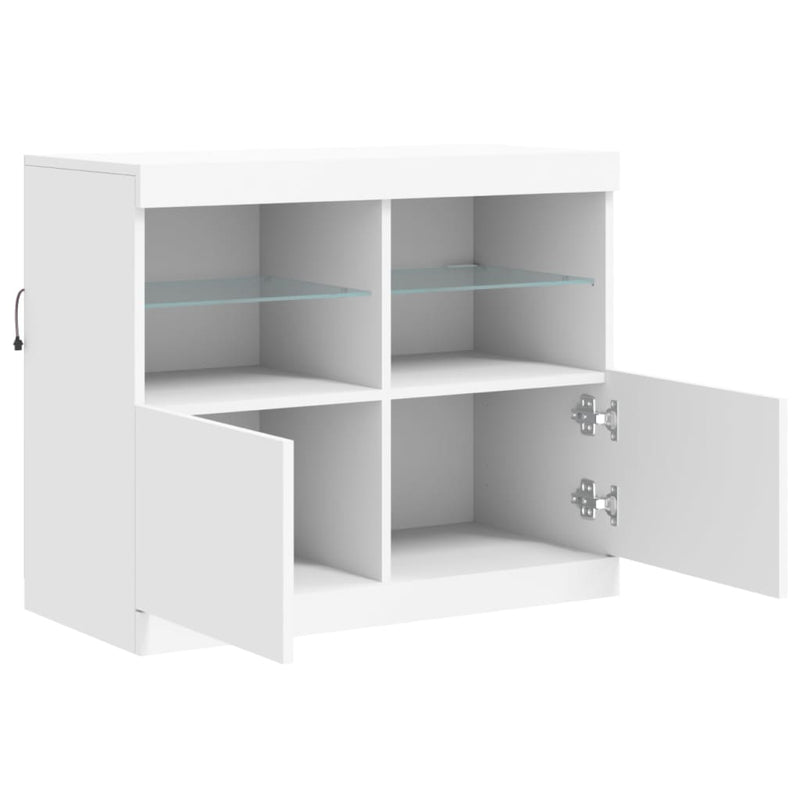 Servantă cu lumini LED, alb, 81x37x67 cm