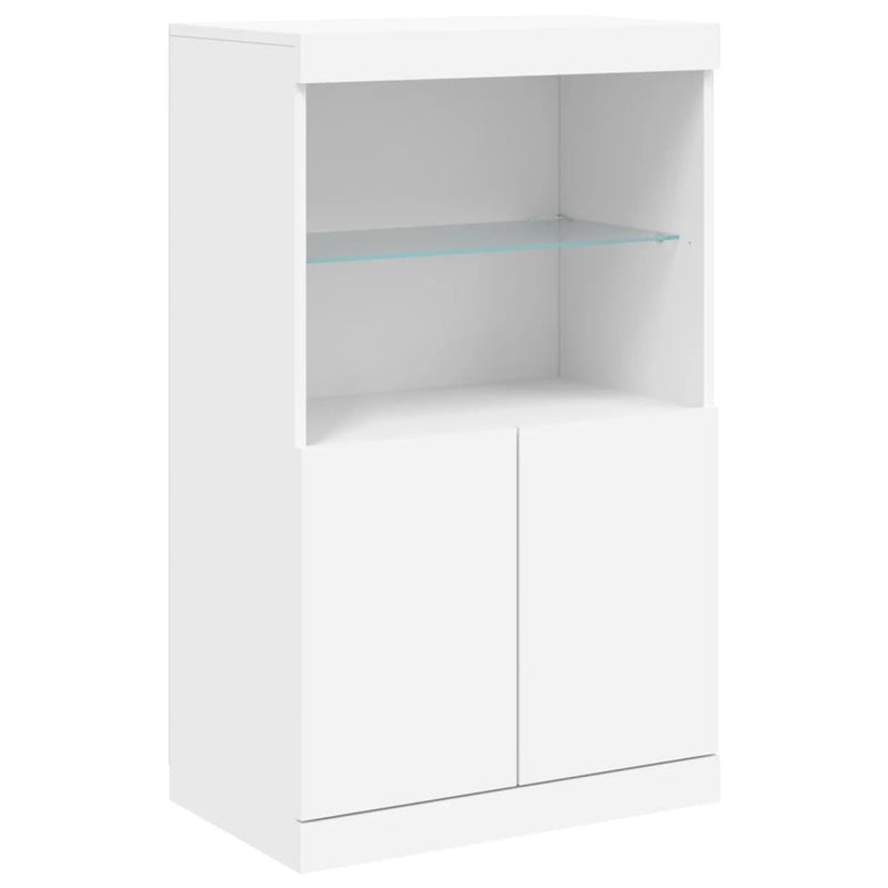 Servantă cu lumini LED, alb, 60,5x37x100 cm