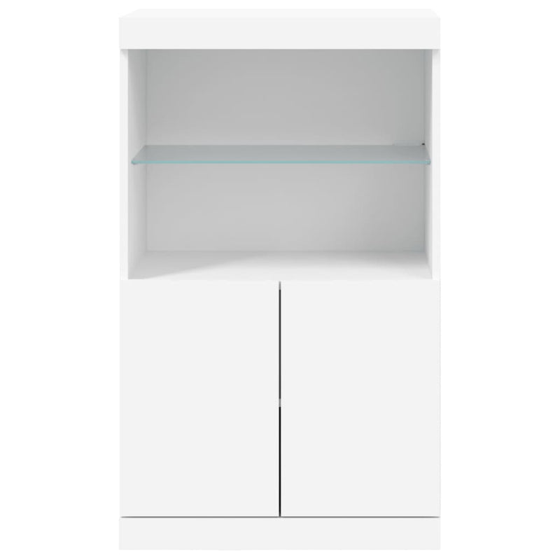 Servantă cu lumini LED, alb, 60,5x37x100 cm
