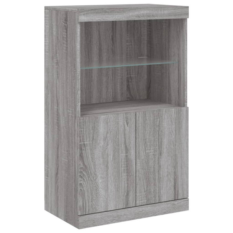 Servantă cu lumini LED, gri sonoma, 60,5x37x100 cm