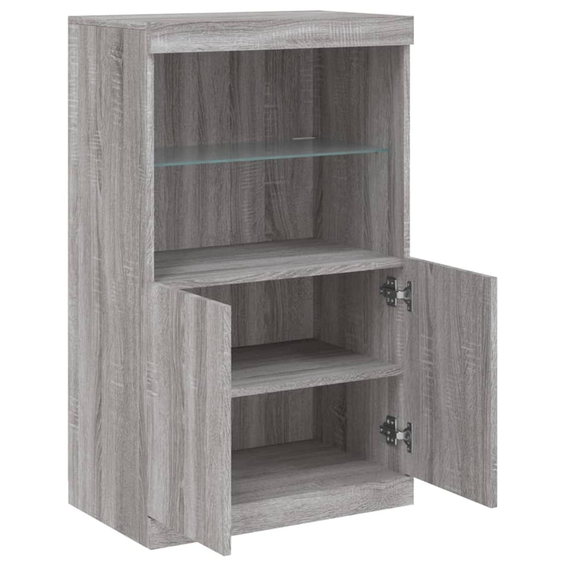 Servantă cu lumini LED, gri sonoma, 60,5x37x100 cm