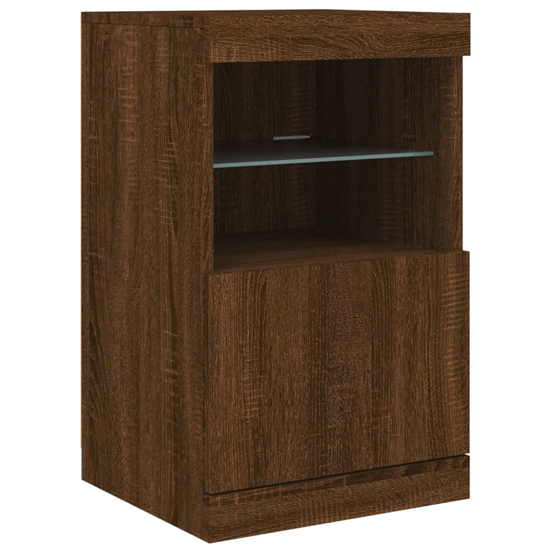 Servantă cu lumini LED, stejar maro, 41x37x67 cm