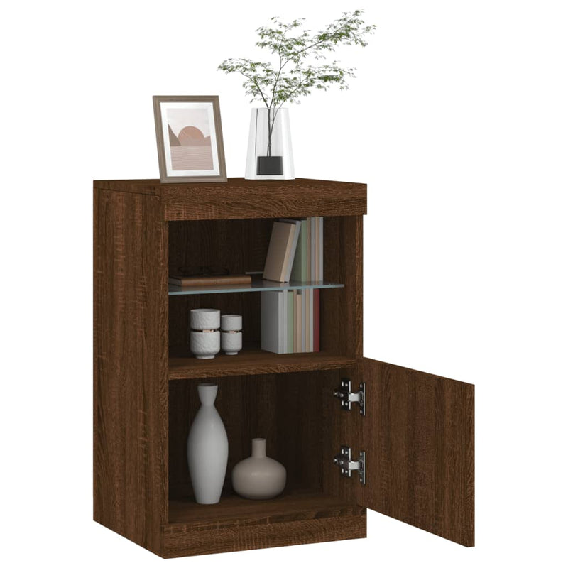 Servantă cu lumini LED, stejar maro, 41x37x67 cm
