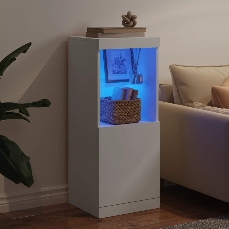 Servantă cu lumini LED, alb, 41x37x100 cm