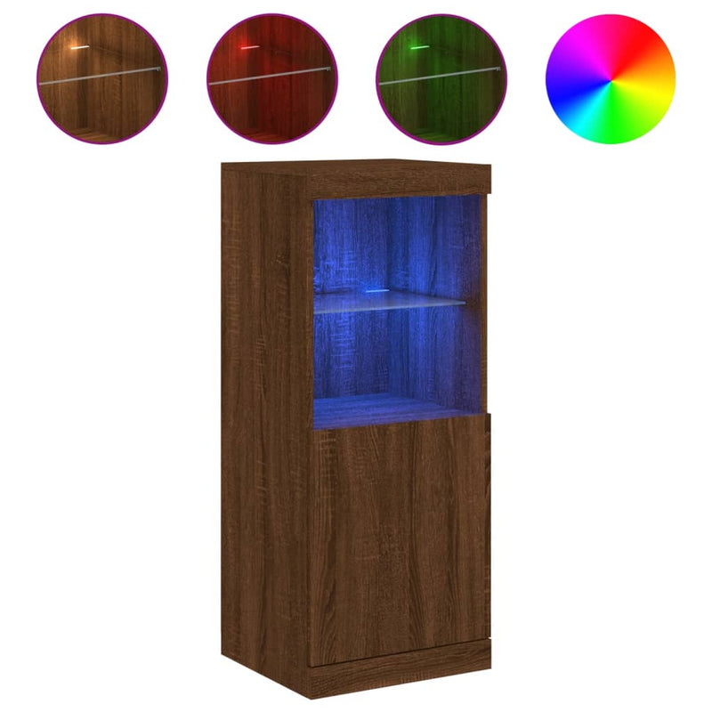 Servantă cu lumini LED, stejar maro, 41x37x100 cm
