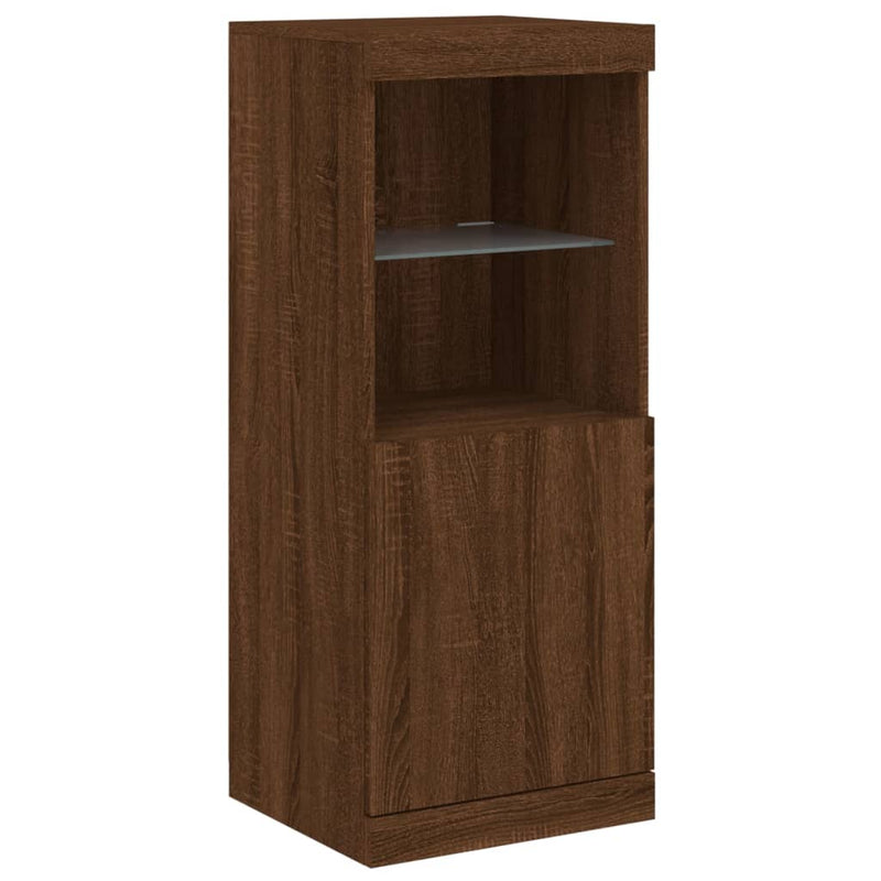 Servantă cu lumini LED, stejar maro, 41x37x100 cm