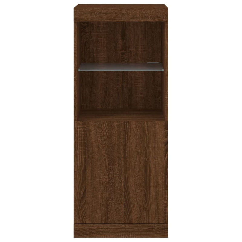 Servantă cu lumini LED, stejar maro, 41x37x100 cm