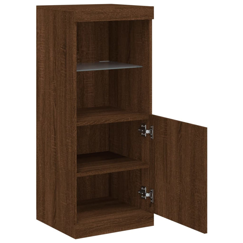 Servantă cu lumini LED, stejar maro, 41x37x100 cm