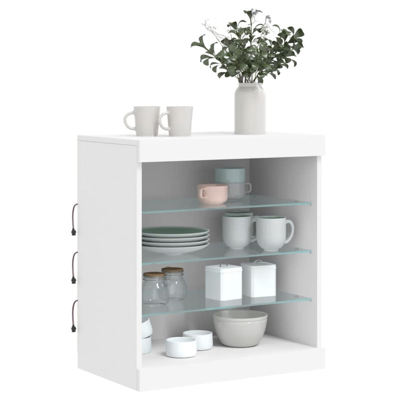 Servantă cu lumini LED, alb, 60,5x37x67 cm