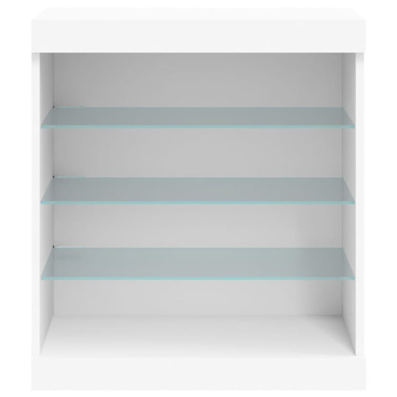 Servantă cu lumini LED, alb, 60,5x37x67 cm