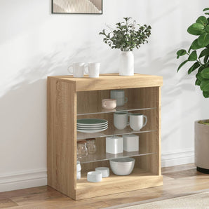 Servantă cu lumini LED, stejar sonoma, 60,5x37x67 cm