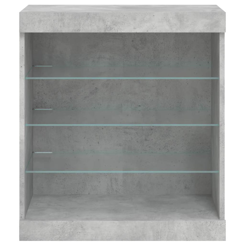 Servantă cu lumini LED, gri beton, 60,5x37x67 cm