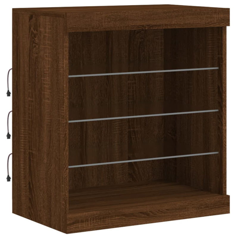 Servantă cu lumini LED, stejar maro, 60,5x37x67 cm