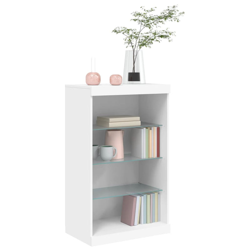 Servantă cu lumini LED, alb, 60,5x37x100 cm