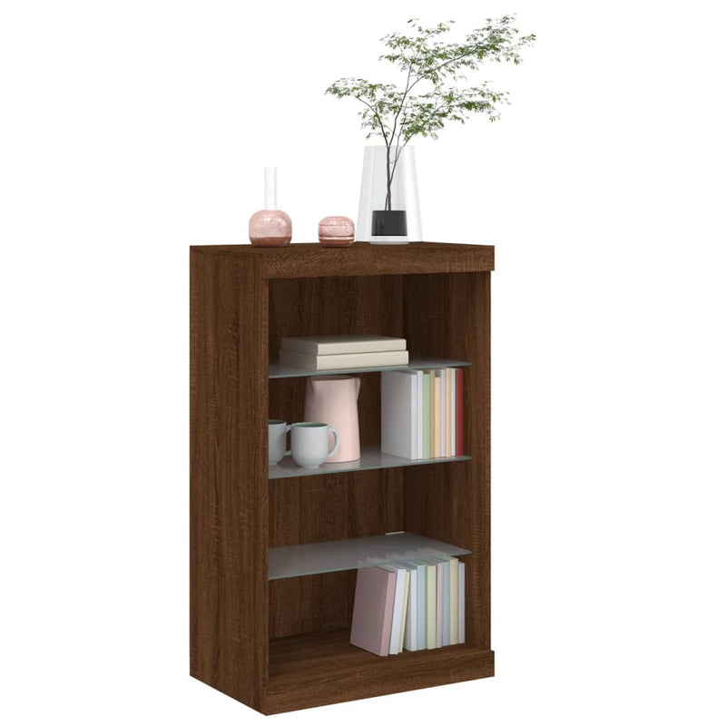 Servantă cu lumini LED, stejar maro, 60,5x37x100 cm