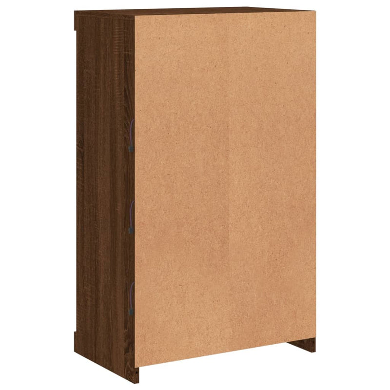 Servantă cu lumini LED, stejar maro, 60,5x37x100 cm