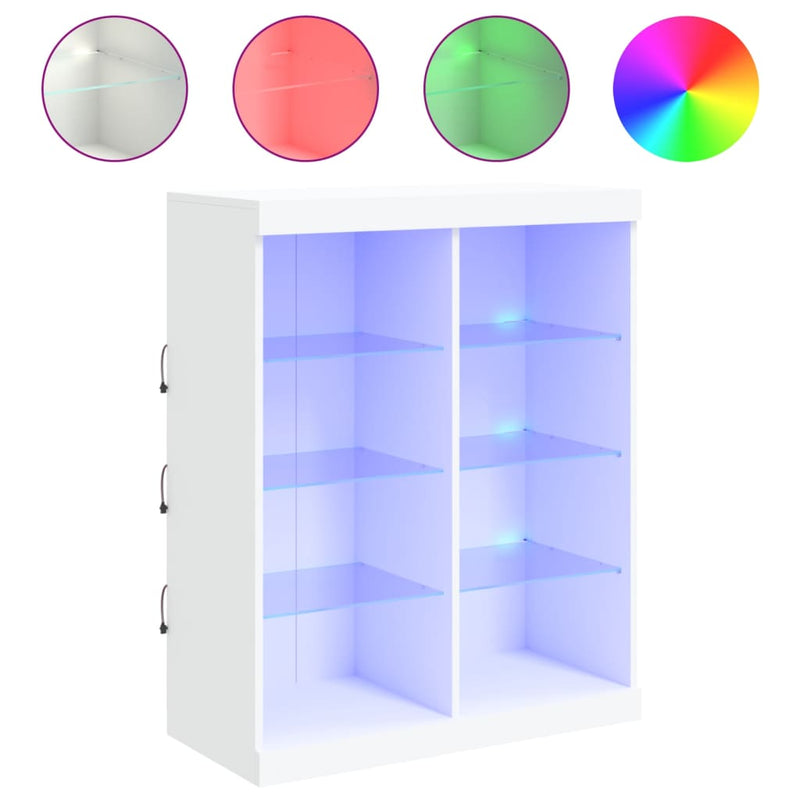 Servantă cu lumini LED, alb, 81x37x100 cm