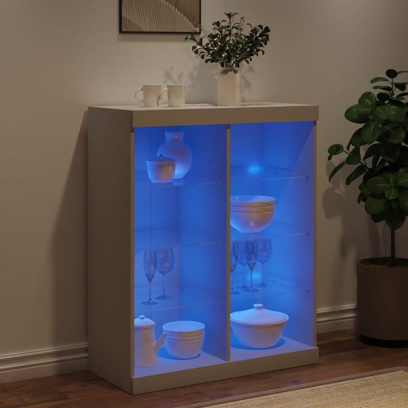 Servantă cu lumini LED, alb, 81x37x100 cm
