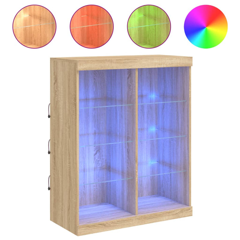 Servantă cu lumini LED, stejar sonoma, 81x37x100 cm