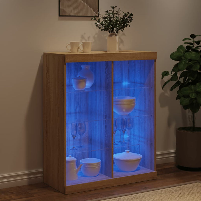 Servantă cu lumini LED, stejar sonoma, 81x37x100 cm