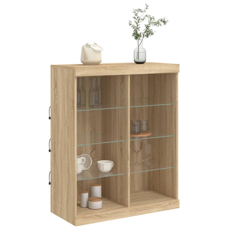 Servantă cu lumini LED, stejar sonoma, 81x37x100 cm