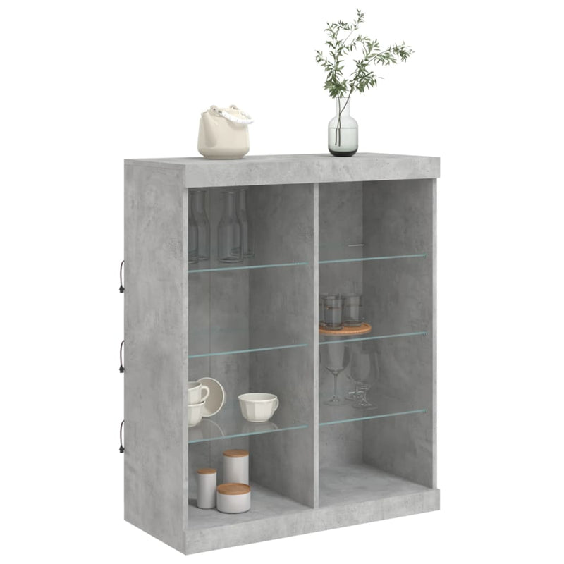 Servantă cu lumini LED, gri beton, 81x37x100 cm