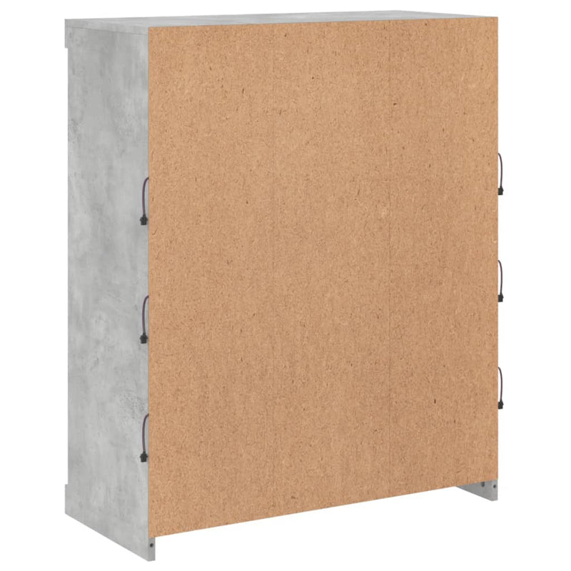 Servantă cu lumini LED, gri beton, 81x37x100 cm