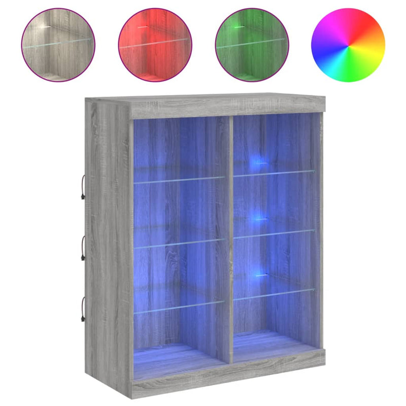Servantă cu lumini LED, gri sonoma, 81x37x100 cm