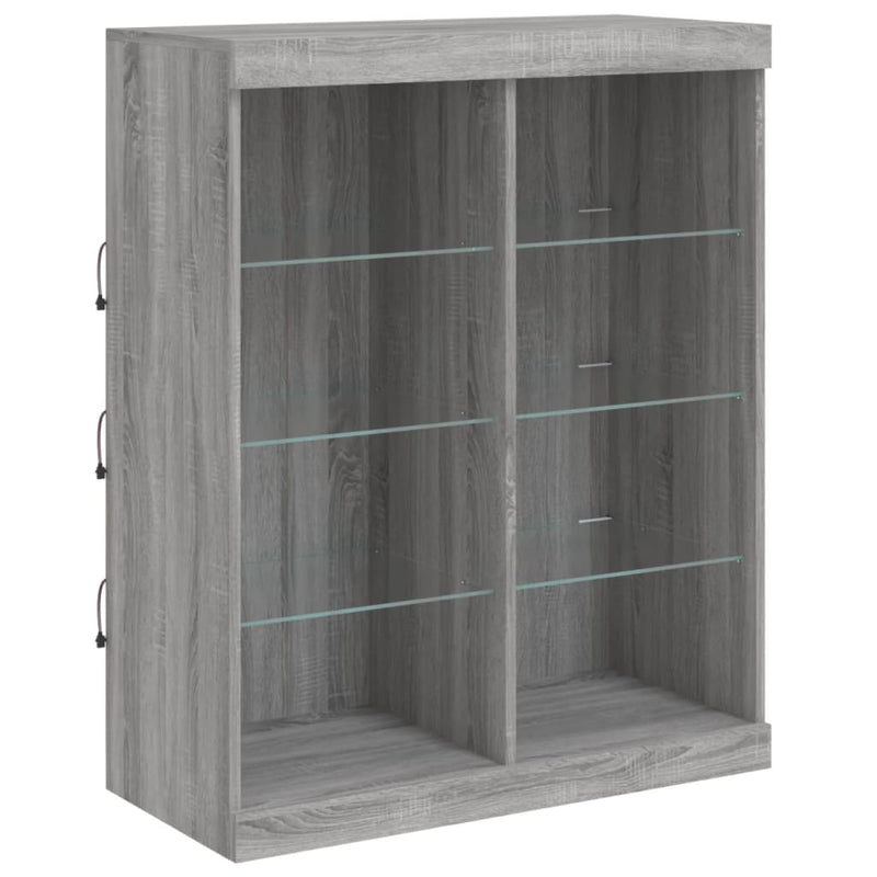 Servantă cu lumini LED, gri sonoma, 81x37x100 cm