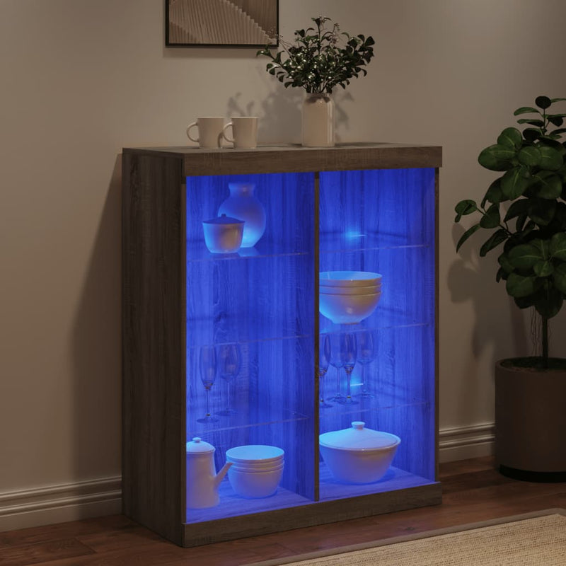 Servantă cu lumini LED, gri sonoma, 81x37x100 cm