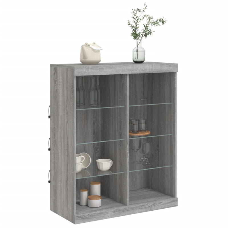 Servantă cu lumini LED, gri sonoma, 81x37x100 cm