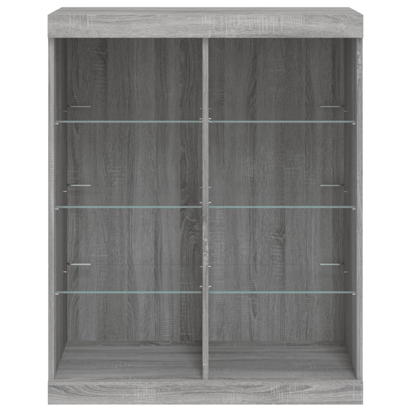 Servantă cu lumini LED, gri sonoma, 81x37x100 cm
