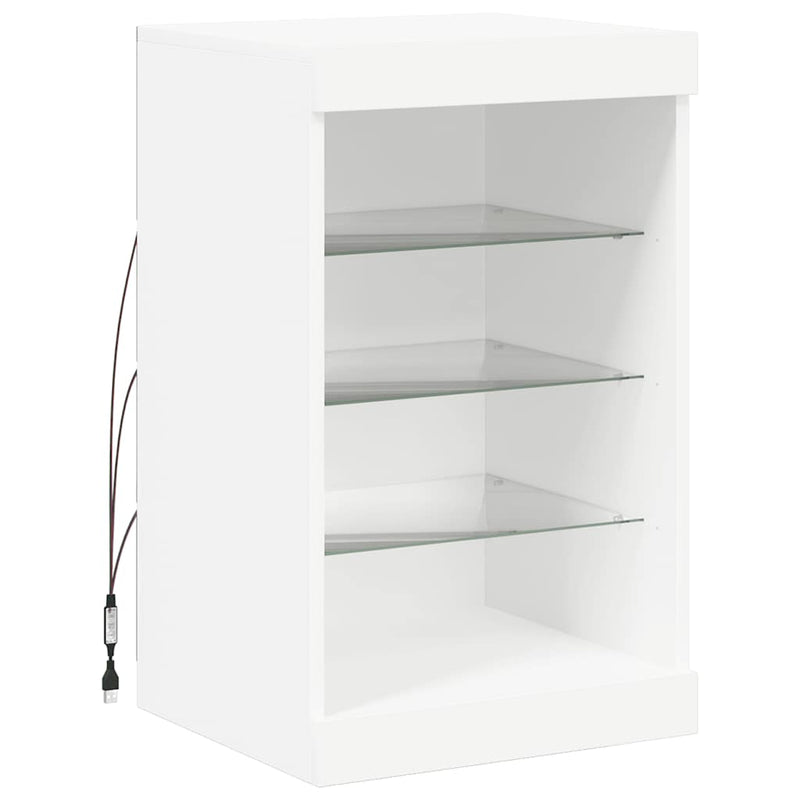 Servantă cu lumini LED, alb, 41x37x67 cm