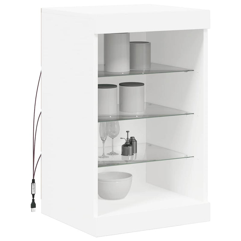 Servantă cu lumini LED, alb, 41x37x67 cm