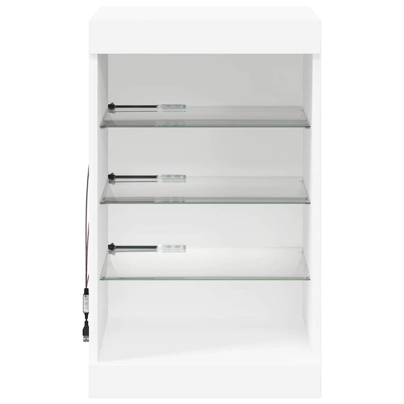 Servantă cu lumini LED, alb, 41x37x67 cm