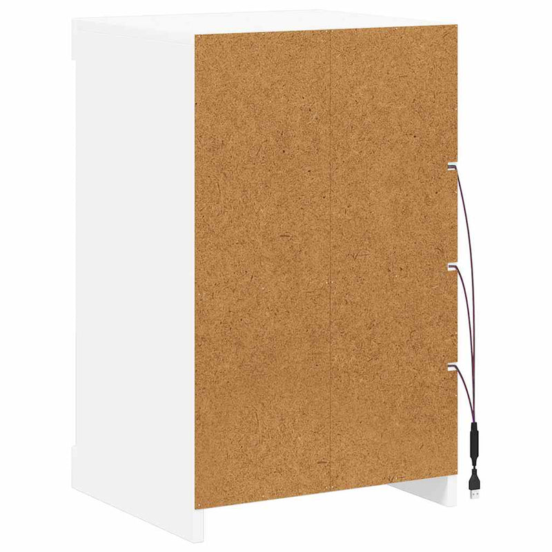 Servantă cu lumini LED, alb, 41x37x67 cm