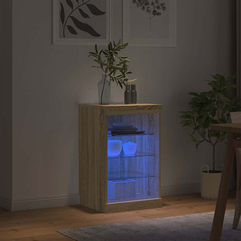 Servantă cu lumini LED, stejar sonoma, 41x37x67 cm
