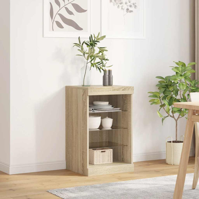 Servantă cu lumini LED, stejar sonoma, 41x37x67 cm