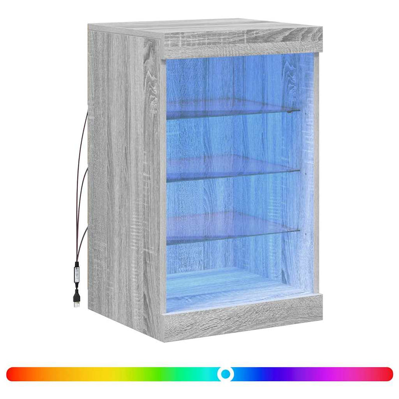 Servantă cu lumini LED, gri sonoma, 41x37x67 cm