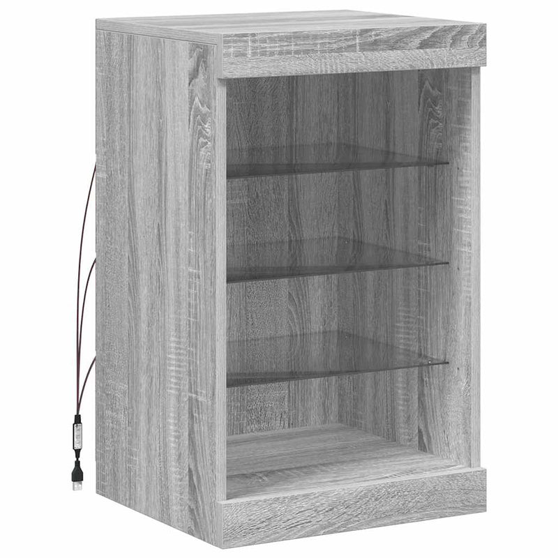 Servantă cu lumini LED, gri sonoma, 41x37x67 cm
