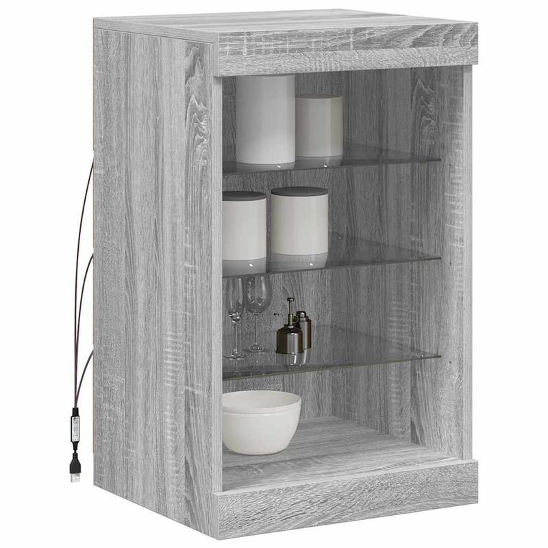Servantă cu lumini LED, gri sonoma, 41x37x67 cm