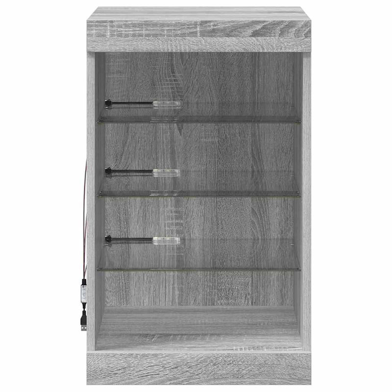 Servantă cu lumini LED, gri sonoma, 41x37x67 cm