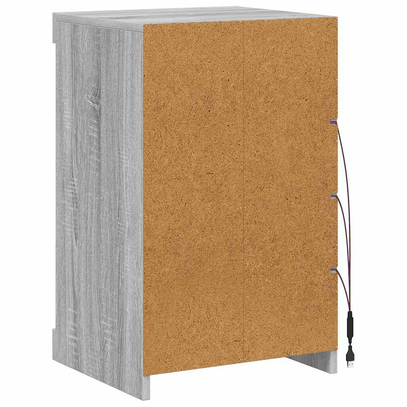 Servantă cu lumini LED, gri sonoma, 41x37x67 cm