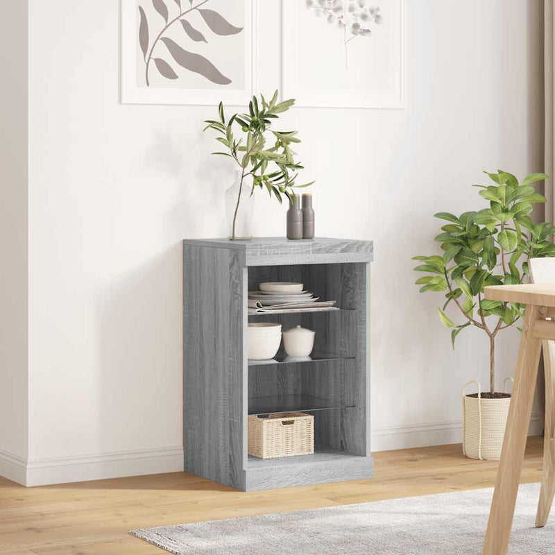 Servantă cu lumini LED, gri sonoma, 41x37x67 cm